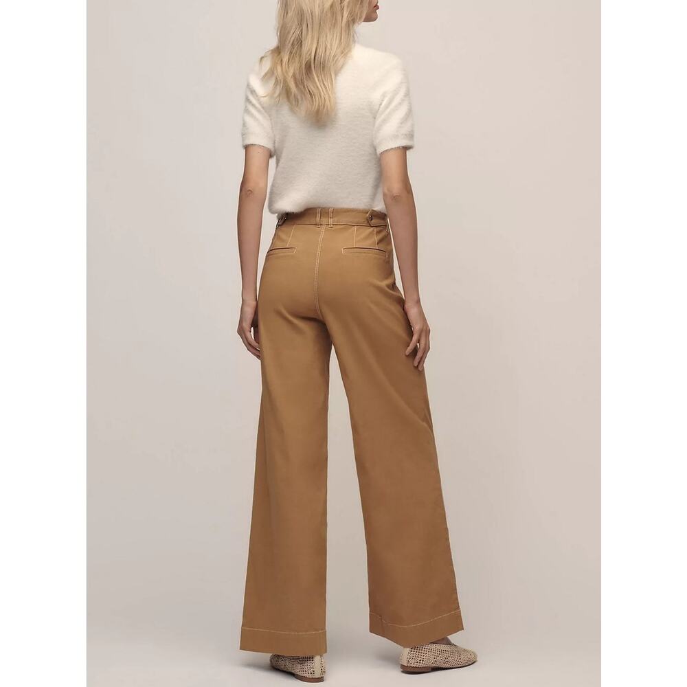 Anthropologie Maeve Women’s Contrast Stitch High Rise Wide Leg Pants Size 8 - Picture 5 of 12